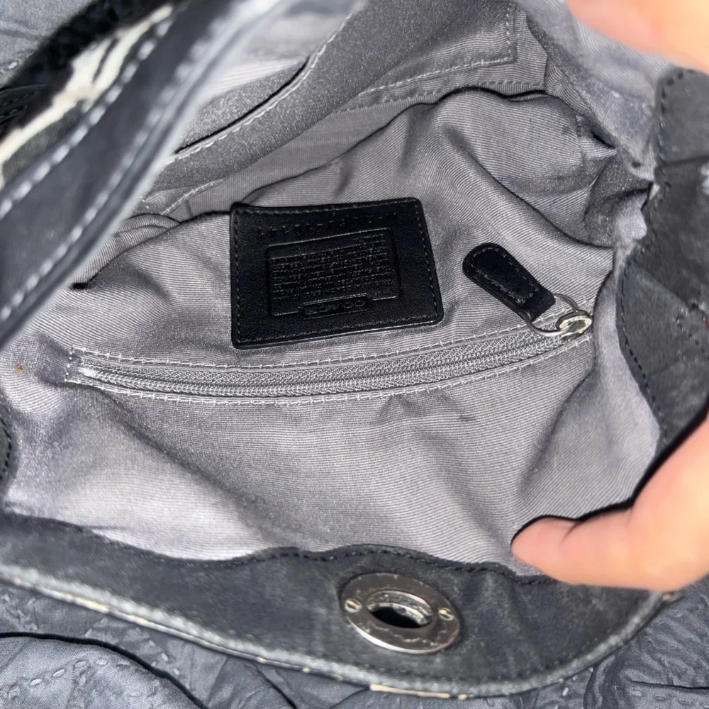 Coach Black Signature Shoulder Bag with Silver Accents - Picture 4 of 5